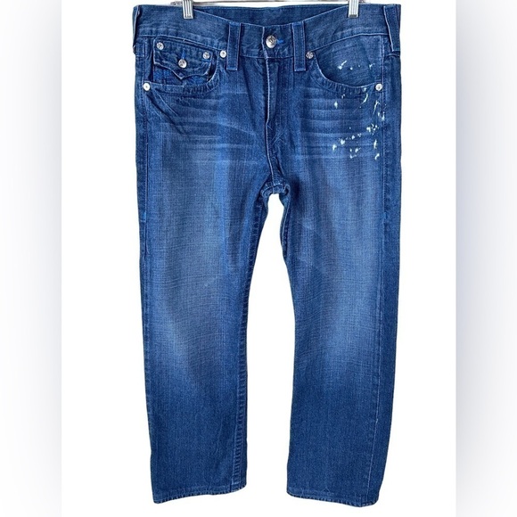 True Religion Vintage World Tour Straight Blue Jeans 34